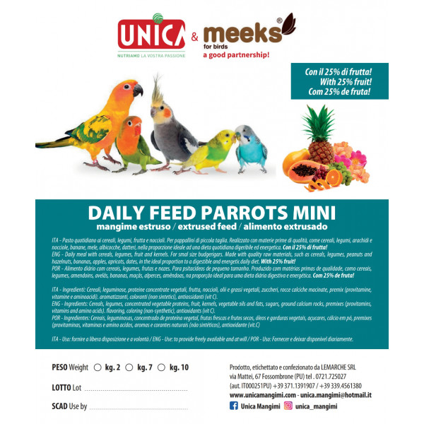 UNICA & MEEKS DAILY FEED PARROTS MINI 2KG