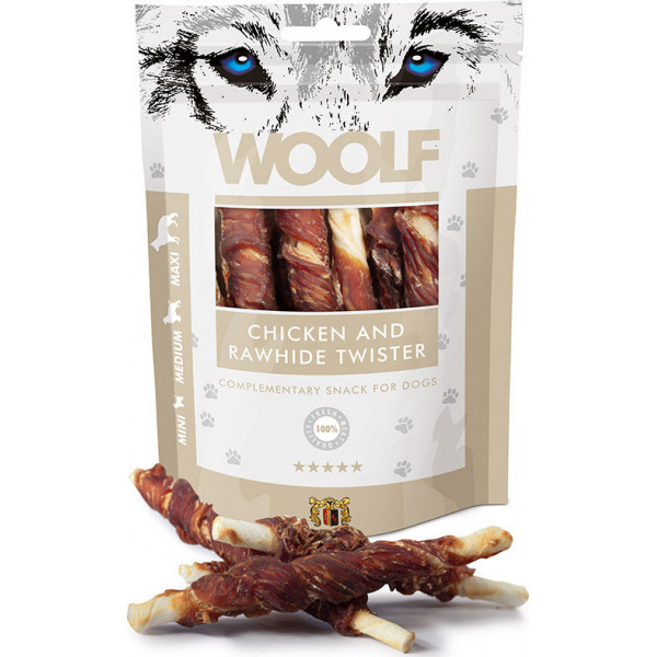 Woolf Chicken and Rawhide Twister 100gr